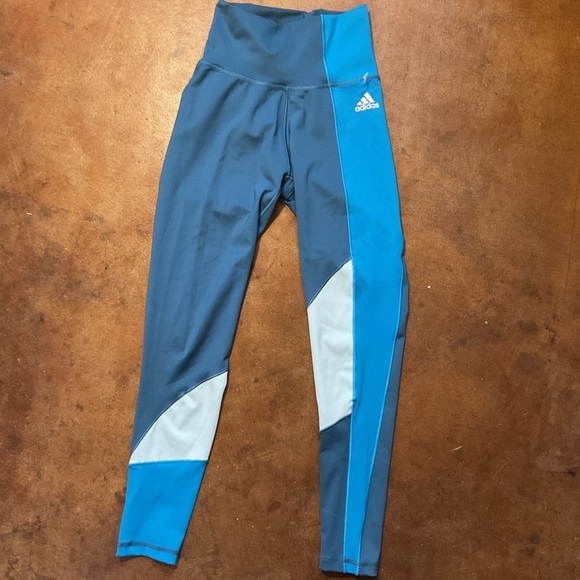 adidas Pants - Adidas Colorblock Blue Hugh Rise Leggings A33